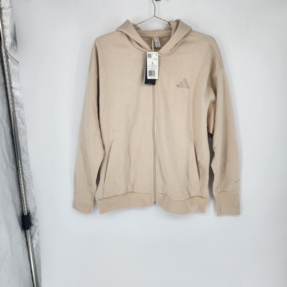 Adidas Women's Beige Large All Season Full Zip Hoodie NWT
